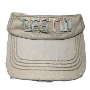 Destin Emerald Coast Strapback Visor Hat Beige One Size Robin Ruth